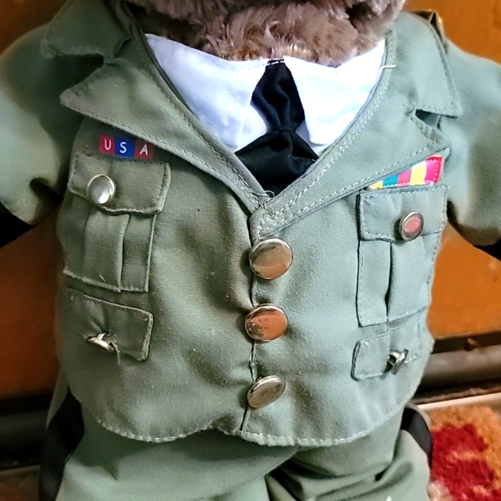 Build A Bear Bearemy Military USA Dress Uniform Stuffed Plush Animal Brown Toy - Picture 3 of 5
